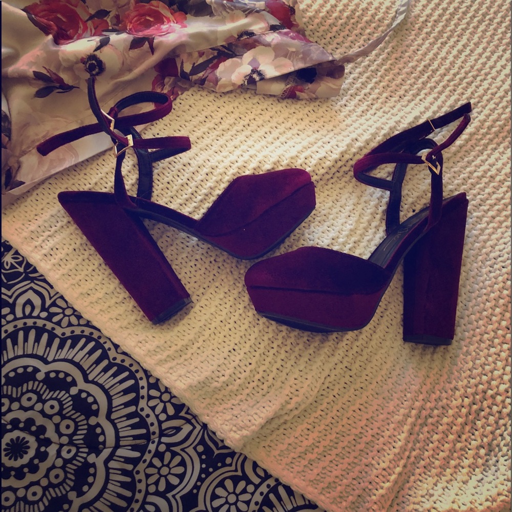 Burgundy Platform Heel